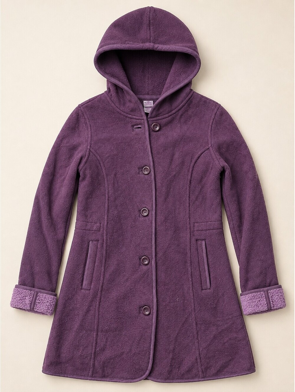 L.L.Bean Purple Hooded Fleece Button-Down Coat Women’s M Regular